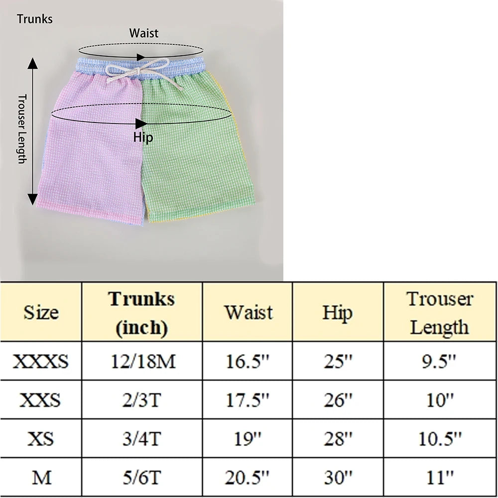 Little Girls' Summer Swimwear Two Piece Cute Patchwork Seersucker One Piece Trunks For Boys Beach Sleeveless - Matrix Studios