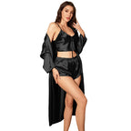 3PCS Sexy Women Pajamas Ladies Nightgowns Satin Robes Nightdress Sling and Short Women Robe - Matrix-studios.com