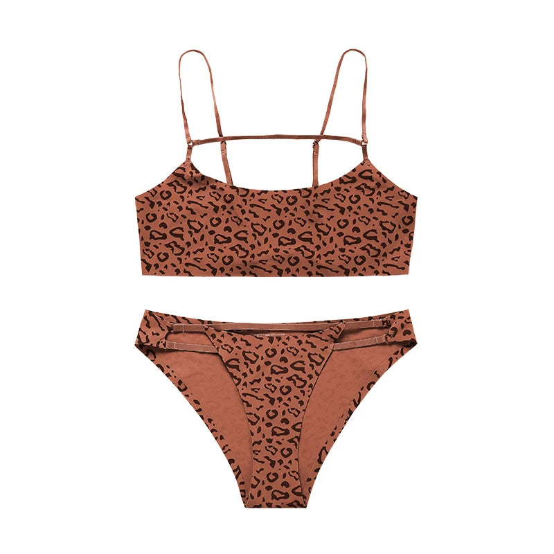 Hot Sale Leopard Ice Silk Bralette Wireless Active Fitness Tracelss Bra Brief Seamless Bra And Panty Set For Women - Matrix-studios.com