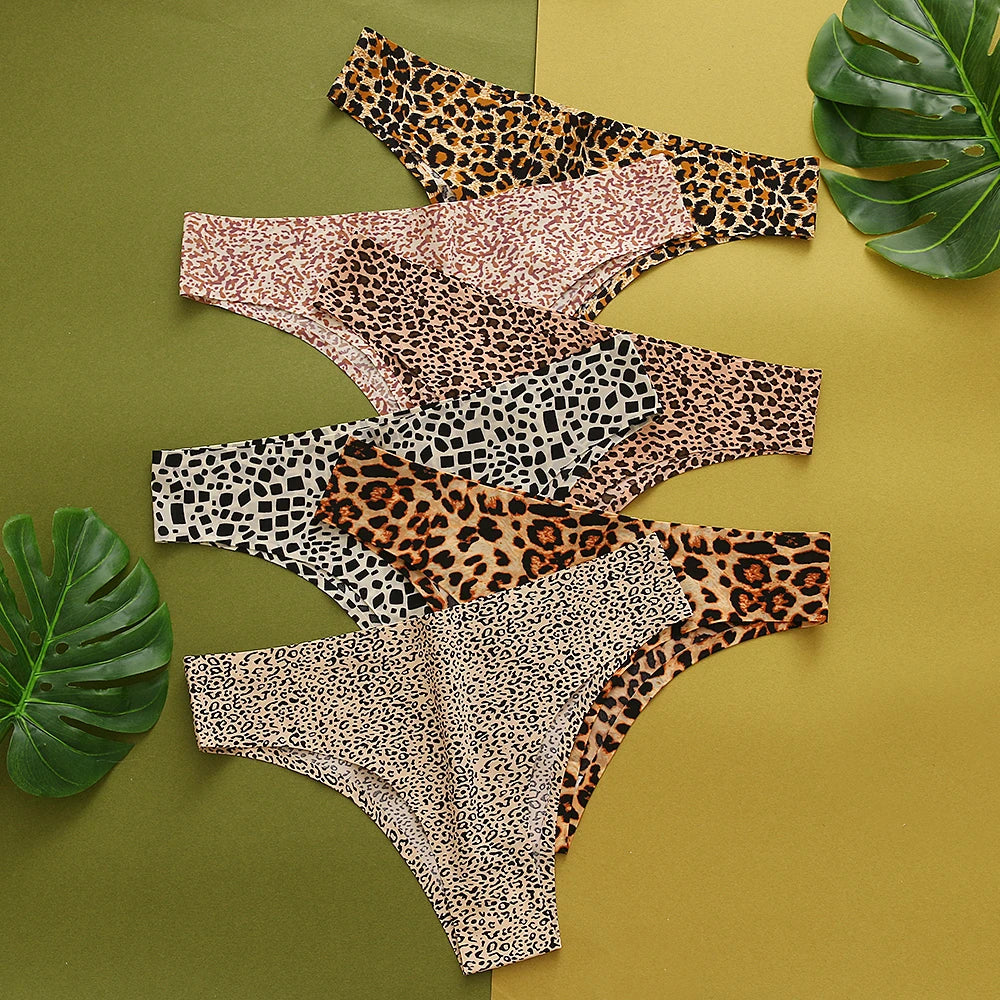 WarmSteps 3Pcs/Set Sexy Leopard Thongs Women's Panties Thongs 2024 New Female Underwear Seamless Printed Panties Ice Silk Briefs - Matrix Studios