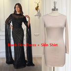 Eshaut&bridal Luxury Beaded Evening Dress Cape Sleeve Dubai Sheer Neck Mermaid Formal Prom Wedding Party Gown Customized 2026 - Matrix Studios
