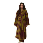 Thickened Flannel Robe Pants Pajamas Set Autumn Winter New Couple Coral Velvet Women Men Bathrobe Striped Lengthed Home Clothes - Matrix-studios.com