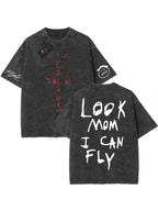 100% Cotton Oversized T Shirt For Men Women HipHop Washed T Shirts cactus jack Short Sleeve Gift Tops look mom i can fly K39