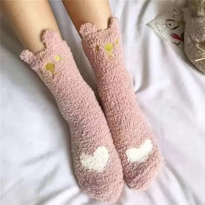 6/5/4/3/2/1Women's Warm Solid Color Floor Socks Non Slip Plush Knitted Coral Fleece Socks No Show Socks - Matrix Studios