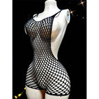 Sexy Fishnet Romper Jumpsuit Deep V Neck hollow Out Elastic Beach Cover Up Women Summer Rave Festival Outfit resort Wear - Matrix Studios