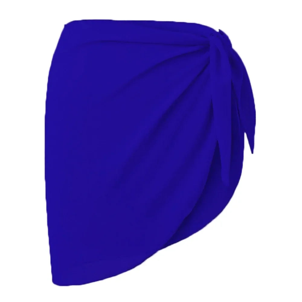 Summer Women Short Solid Sarong Swimsuit Coverups Beach Bikini Wrap Sheer Short Skirt Chiffon Skirt Scarf Swimwear Cover-ups - Matrix Studios