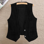 Women Vintage Denim Waistcoat Jacket 2026 Spring New Female Short Slim Sleeveless Coat Vest 6XL Single Breasted Solid Casual Top - Matrix Studios