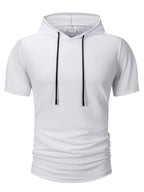 Summer Men's Hooded Sweatwear Casual Short Sleeve Loose T-shirt Solid Color Lightweight Hoodie Fitness Breathable Tops - Matrix Studios