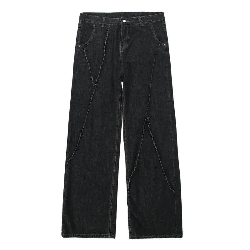 2026 Men HipHop Distressed Jeans Pants Men Ripped Patchwork Denim Pants Male Oversized Loose Casual Streetwear Wide Leg Trousers - Matrix Studios