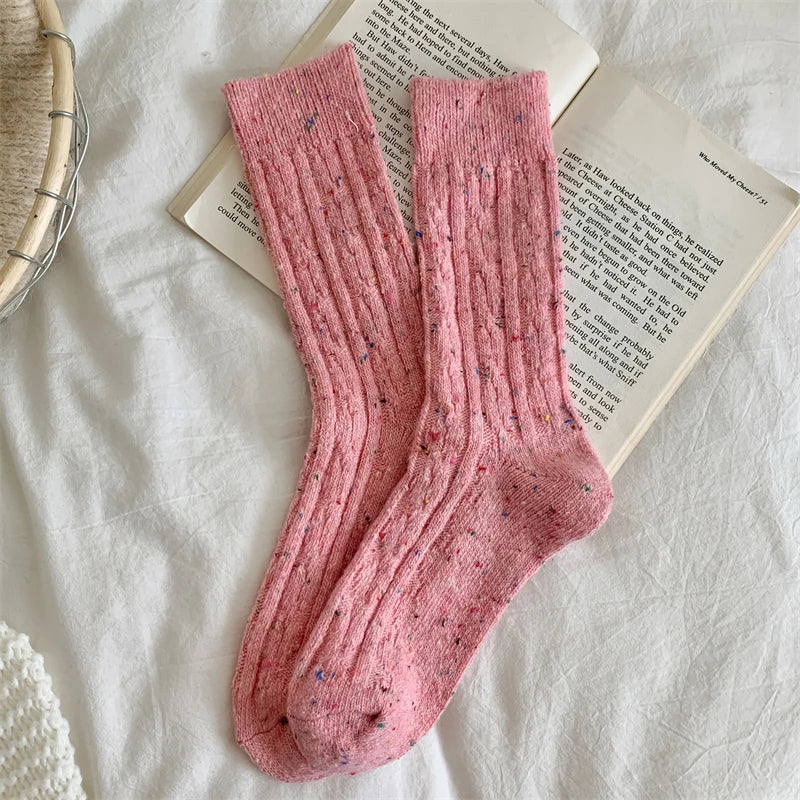 Women's Socks Winter New Novelty Fashion Japanese Style Casual Crew Socks Warm Striped Autumn Simple Wool Socks For Girls Trendy - Matrix Studios