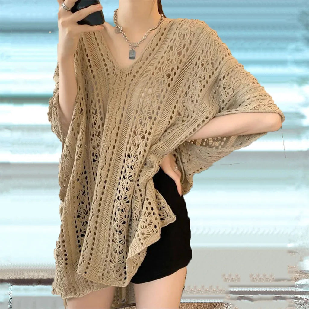 Women's Swimwear Crochet Lace Beach Cover Up Bikini Swimsuits Knitted Cover Up Dress Womens Swimsuit V Neck Side Split Beachwear - Matrix Studios