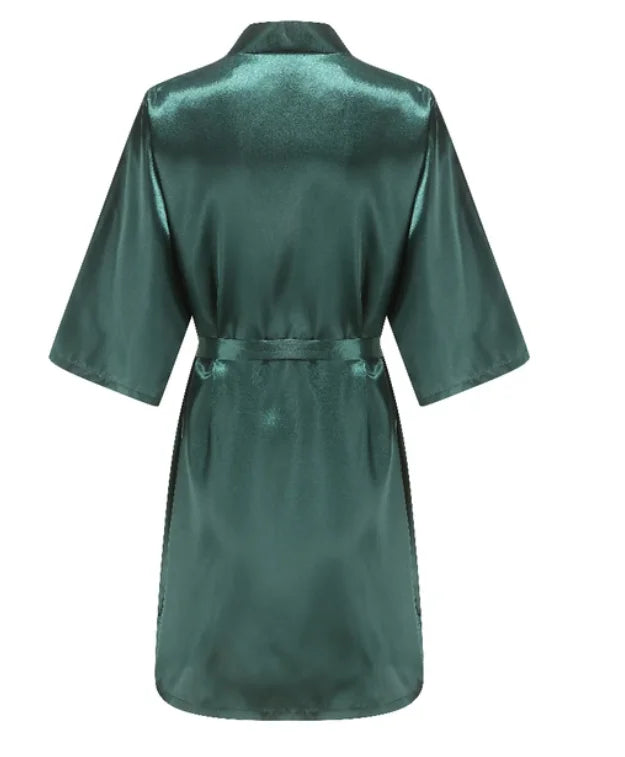 Wedding Party Team Bride Robe With Black Letters Kimono Satin Pajamas Bridesmaid Bathrobe SP2000 - Matrix-studios.com