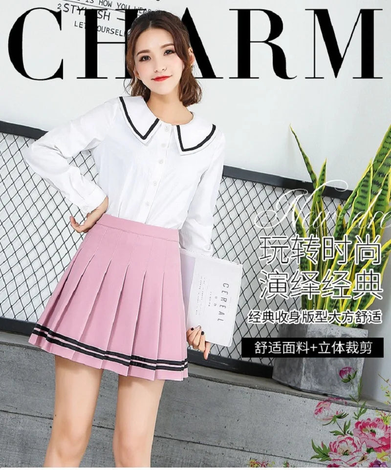 Preppy Girl Pleated Skirts Elastic Waist Summer Vintage Mini Skirts Korean Streetwear Spring Student Strips Designed Dance Skirt - Matrix-studios.com