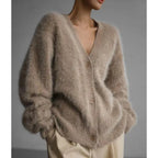 Spring Autumn Women Cardigan Sweater Jacket 2025 Imitation Mink Fur Versatile Female Sweater V-neck Loose Ladies Knitted Top - Matrix Studios