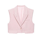 Women's Chic Vest Tops Fashion Cropped Waistcoat Sleeveless Lapel Collar Female Outerwear - Matrix Studios
