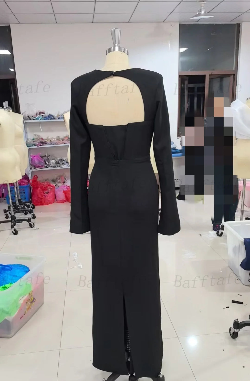 Customized Mermaid Black Prom Dresses France Long Sleeves Formal Evening Dresses Women Wedding Party Gowns Vestidos De Noche - Matrix-studios.com