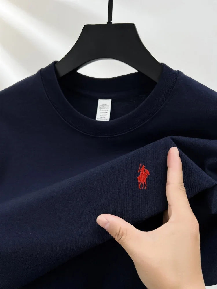 100% pure cotton short sleeve round neck men's T-shirt hot selling luxury brand summer exquisite pony embroidery breathable top - Matrix Studios