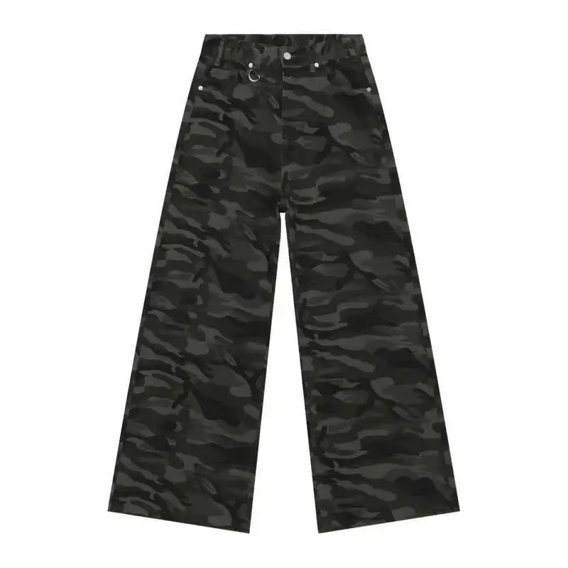 IEFB Vintage Camouflage Men's Jeans Fashion Washed Casual Wide Leg Denim Pants Autumn Winter Loose Male Trousers Old Blue 9C354 - Matrix Studios
