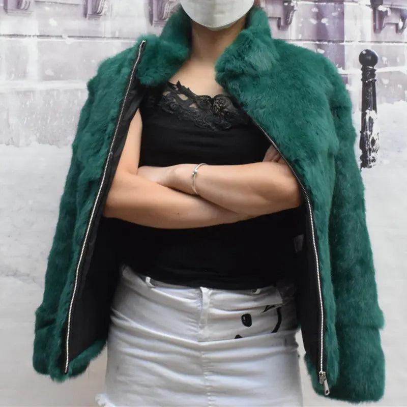 Fancy Rani Natural Rabbit Fur Coat Women Winter Jacket Real Leather And Fur Women's Clothing Female Outerwears With 2024 - Matrix Studios