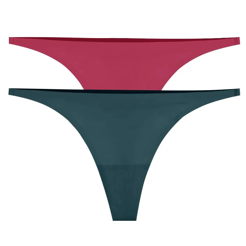 1-6pcs Seamless Panties Ice Silk Seamless Panties For Women Soft Thin Thongs Woman Satin Underwear Female Bikini String Panties - Matrix Studios