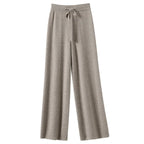 Women's High waisted warm knit wide leg straight leg pants for women, solid color loose wide leg pants