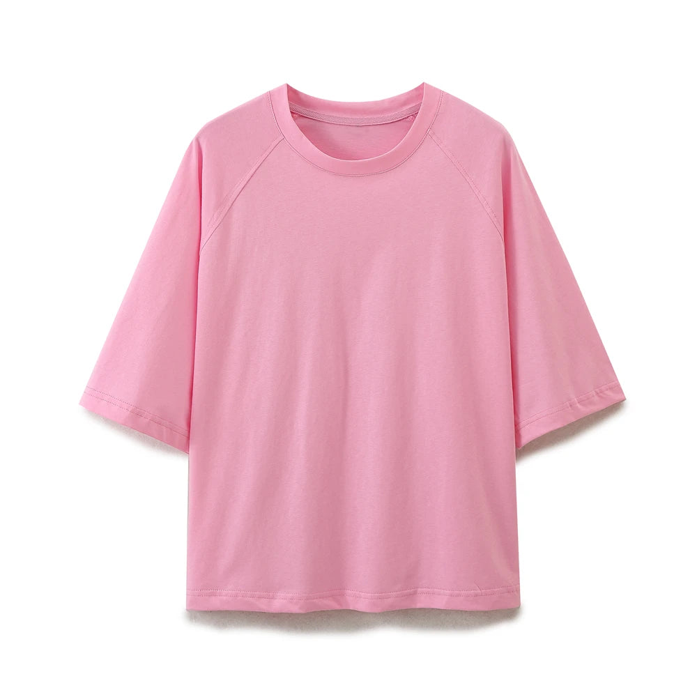 DUOPERI Women Fashion 2 Pieces Sets Solid Loose T-Shirt and High Elastic Waist Trousers Female Chic Lady Casual Pant Coordinates - Matrix-studios.com
