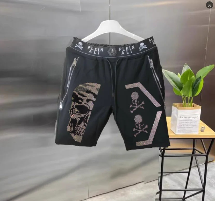 2025 Designer  Rhinestone  short Summer Luxurious Plein ali Hip Hop Male Brand Casual short pant