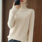 Autumn Winter Mock-Neck Merino Wool Pullover Basic Casual Cashmere Sweater Comfort Womes Raglan Sleeve Clothing Tops - Matrix Studios