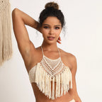 Handmade Crochet Lace Knit Boho Beach Bikini Cami Tank Crop Top Halter - Matrix Studios