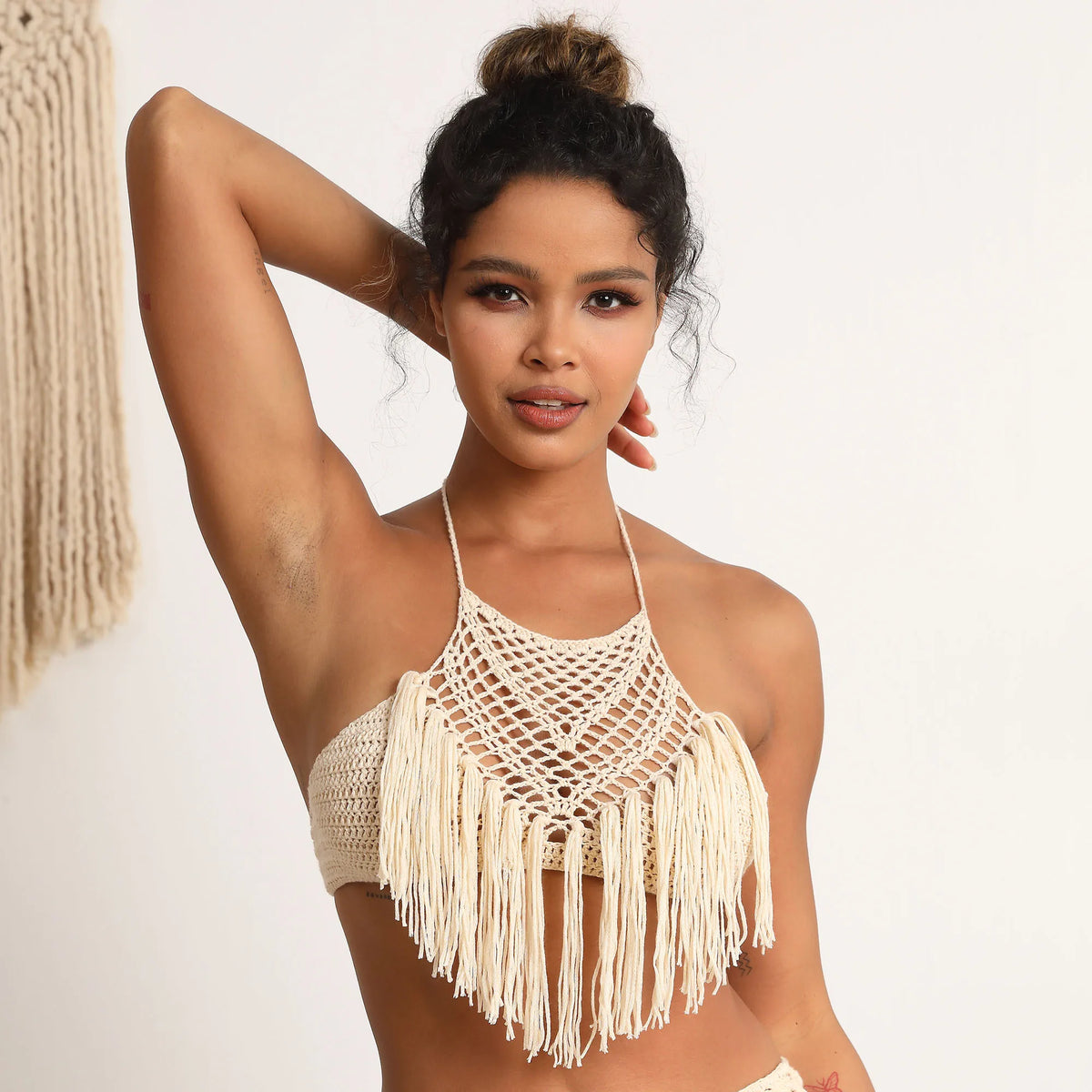 Handmade Crochet Lace Knit Boho Beach Bikini Cami Tank Crop Top Halter - Matrix Studios