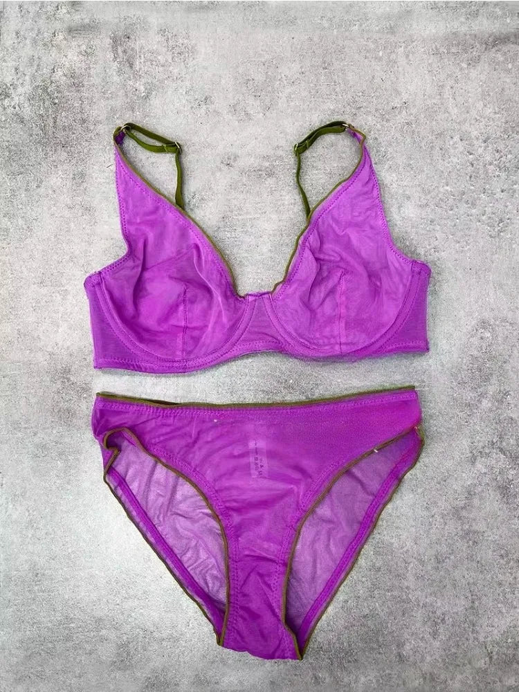 YUQI French Summer Bra - Sexy Euro Color-Block Lingerie | Slim Push-Up Lift & Anti-Sag Support | Anti-Sag Comfort Fit Underwear - Matrix-studios.com