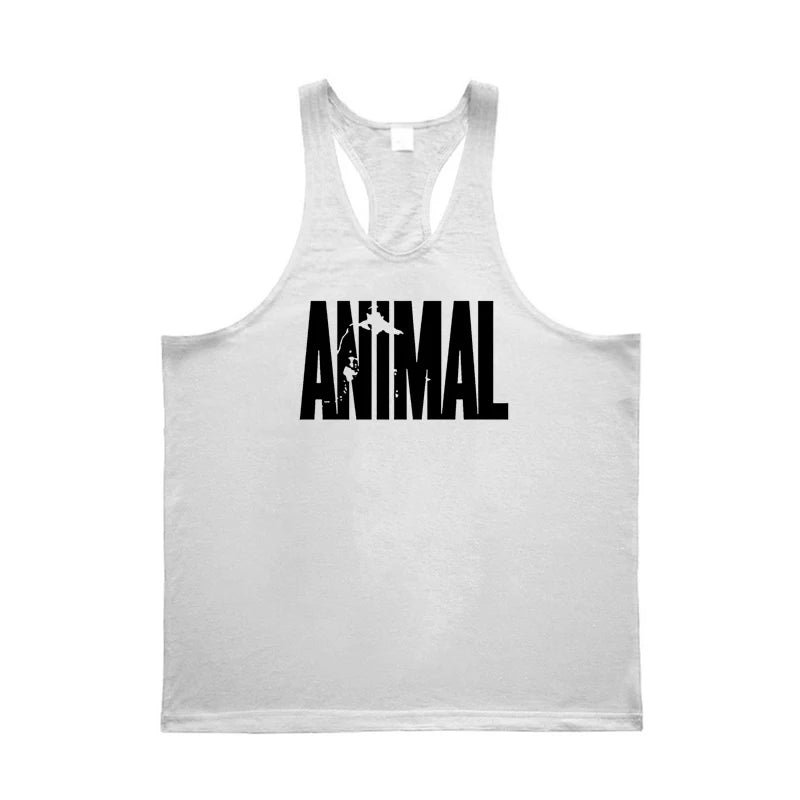 ANIMAL Letter Printed Gym Clothing Mens Bodybuilding Fitness Tank Top Cotton Raceback Stringer Singlets Workout Sleeveless Shirt - Matrix Studios