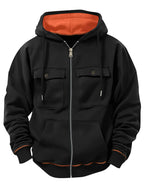 Spring Autumn New Men's Multi Pocket Hoodie with Velvet Casual Zipper Hoodie Fashion Sports Street Top Jacket for Men - Matrix Studios