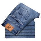 Autumn Winter New Business Men's Jeans Classic Fashion Stretch Washed Casual Denim Trousers Comfortable Straight Male pants - Matrix Studios