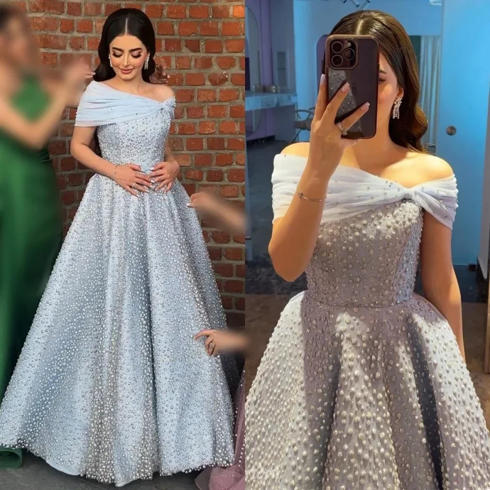 Customized Elegant Evening Gown Sparkling Luxury A-line To The Ground Gowns Gala Elegant Dresses  Luxury Women Modern Style - Matrix-studios.com