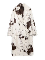 DEAT Fashion Tie Dye Faux Fur Coat Women's Lapel Loose Long Sleeves Plush Thick Overcoat Winter New 7A1355 - Matrix Studios