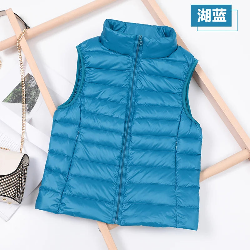 2026 White Duck Down Jacket Women Vest Autumn Winter Sleeveless Waistcoat Warm Lightweight Puffer Jacket Female Tops Outwear 8XL - Matrix Studios