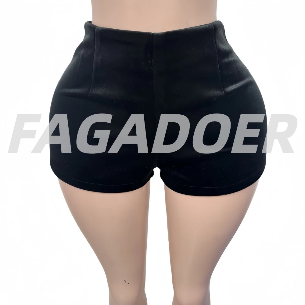 FAGADOER Winter New Sexy Fur Patchwork 2 Pieces Set for Woman Outfits Long Sleeves Bodycon Playsuits + Shorts Female Streetwear - Matrix-studios.com