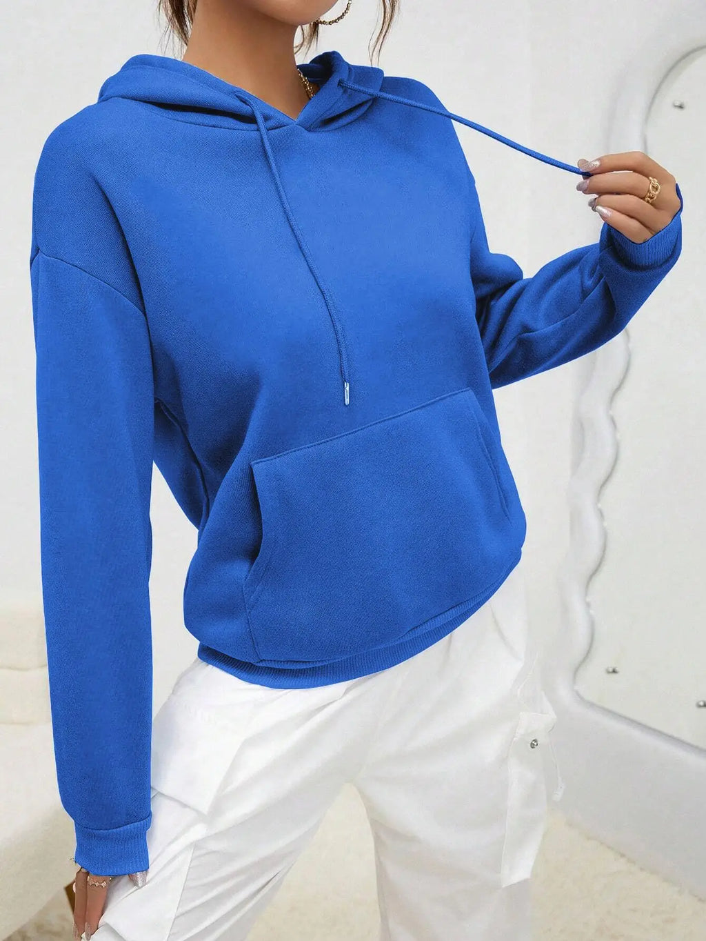Solid Color Casual Hoodie For Female Pocket Creative Hoody All-Match Street Clothes Womens Fleece Unisex Pullovers - Matrix Studios