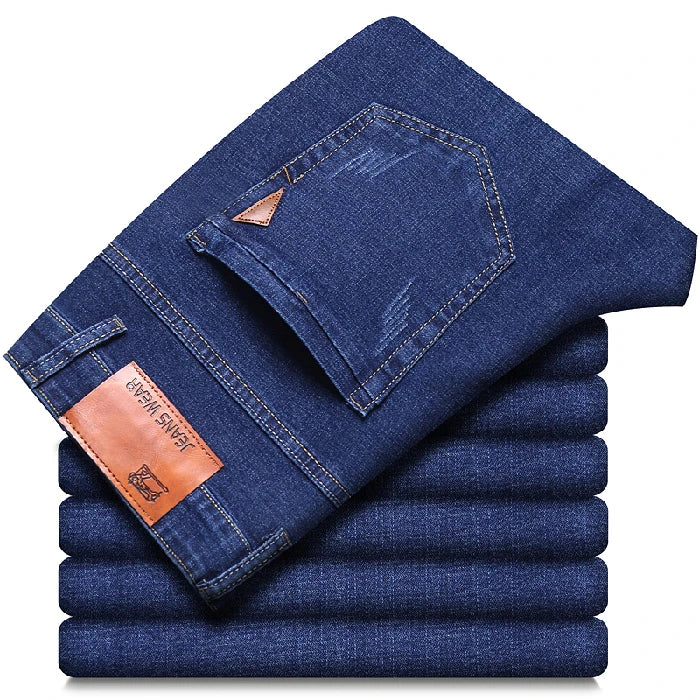 Men's classic high-end fashion versatile jeans, soft and slightly elastic black business denim pants, stylish upper body - Matrix Studios