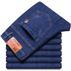 Men's classic high-end fashion versatile jeans, soft and slightly elastic black business denim pants, stylish upper body - Matrix Studios