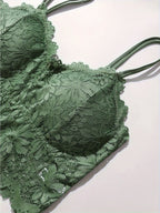 4pcs Women'S Sexy Lace Bra & Panty Set, Breathable & Comfortable, Removable Bra, Stretchy Lingerie Set - Matrix-studios.com