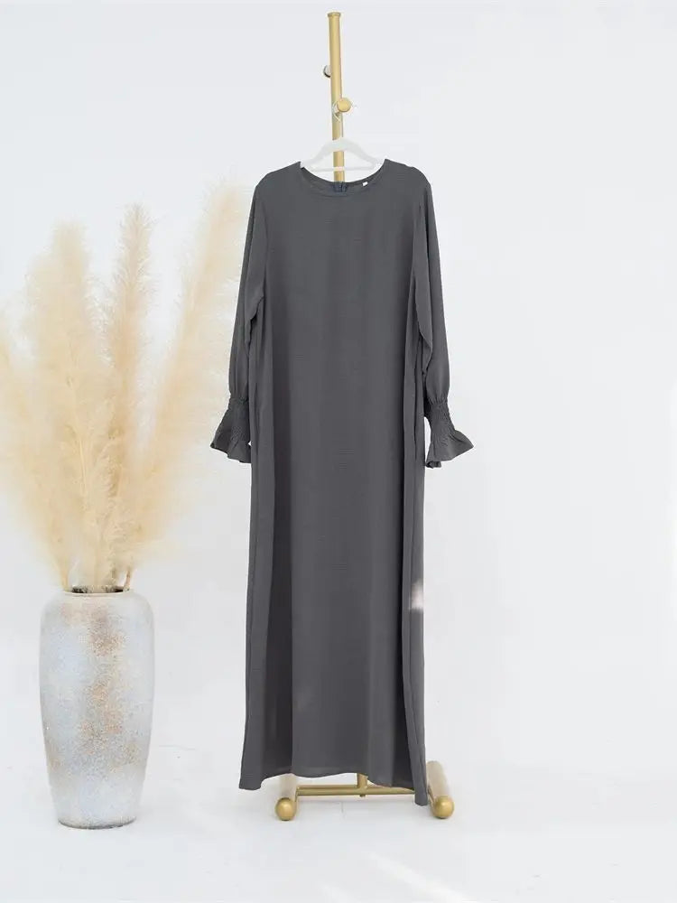 Eid Jersey Solid Modest Under Abaya Dubai 2024 Palestine Women Islamic Clothing Muslim Kaftan Inner Dresses Robe Femme Musulmane - Matrix-studios.com