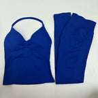 2 Pieces Set Yoga Leggings Set Women Backless Tank Tops High Waist Scrunch Gym Suit Fitness Clothes Outfit Yoga Set - Matrix-studios.com
