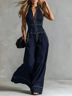 2026 New Women Stand Collar Sleeveless Jumpsuit Loose Casual Office Daily Wear Rompers - Matrix Studios
