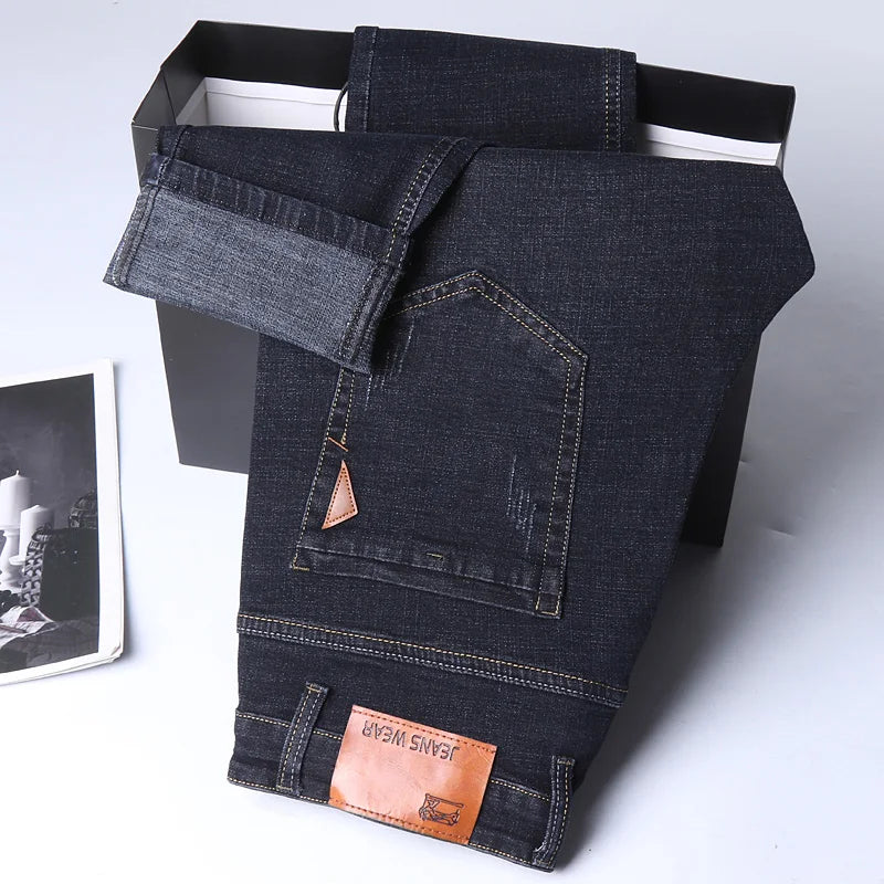 Men Fashion Straight Jeans Men 2024 New Stretch Slim Fit Pants Comfortable Soft Business Denim Trousers Male Brand Clothing - Matrix Studios