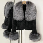 Hot Selling High-quality Big Raccoon Fur Collar Or Fox Fur Collar Winter New Suede Jacket Women Short Fashionable Slim Coat - Matrix Studios