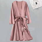 Sexy Women Rayon Kimono Bathrobe WHITE Bride Bridesmaid Wedding Robe Set Lace Trim Sleepwear Casual Home Clothes Nightwear - Matrix-studios.com
