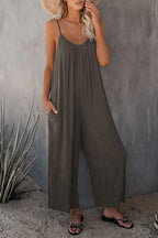 2026 High-Quality Strap Summer New Thick Pure Color Pocket Casual Women's Overall Pants - Matrix Studios