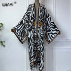 WINYI Summer Bohemian Kimono Beach Cover-Up Swim Suit Elegant African Women Boho Cardigan Sexy Holiday Long Sleeve Beach Dress - Matrix Studios